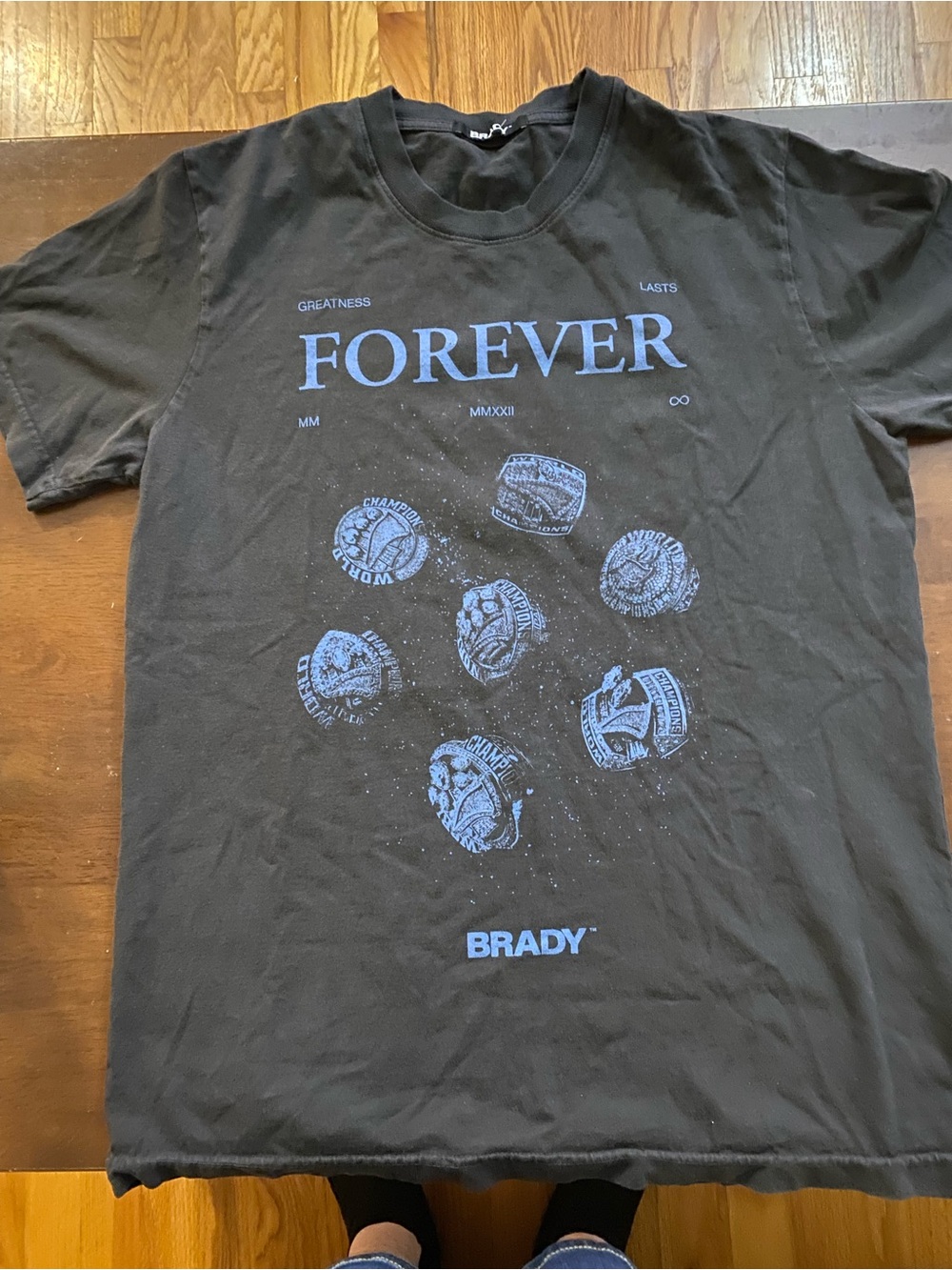 Brandy Melville Black Graphic 'Forever' Tee with Blue Print